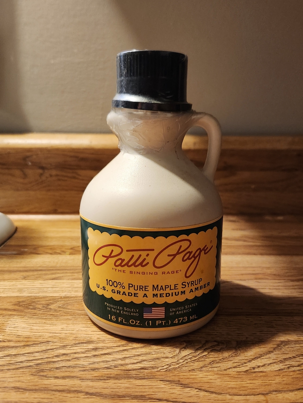 Patti Page 100% Pure Maple Syrup - Cream Bottle w/ Singing Cap